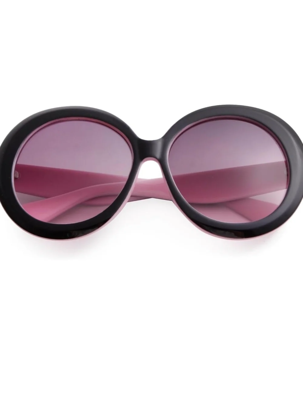 NWT Stylish Oversized Black and Pink Round Sunglasses